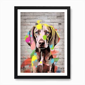 Aesthetic Weimaraner Dog Puppy Brick Wall Graffiti Artwork Art Print