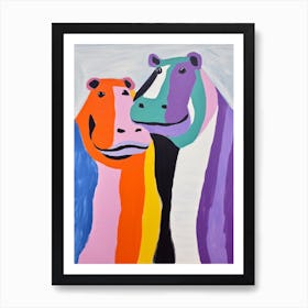 Colourful Kids Animal Art Hippopotamus 2 Art Print