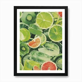 Green Fruity Jelly Retro Collage 1 Art Print