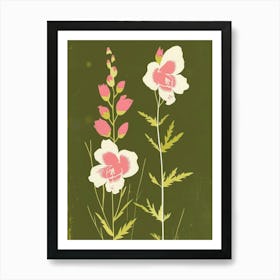 Pink & Green Delphinium 1 Art Print