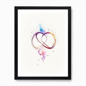 Infinity Heart Symbol Minimal Watercolour Art Print
