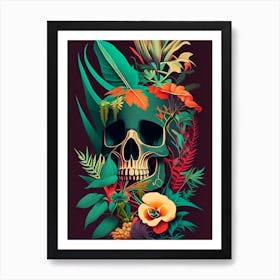 Skull With Pop Art 2 Influences Botanical Art Print