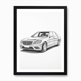 Mercedes Benz S Class Line Drawing 1 Art Print