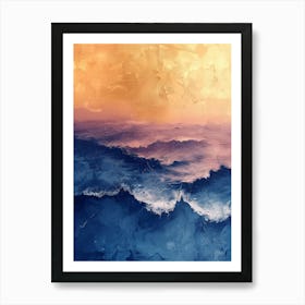 Ocean Waves At Sunset Art Print