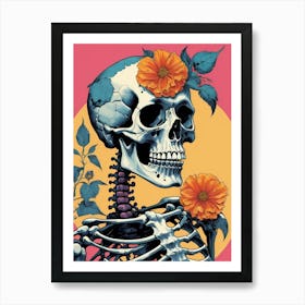 Floral Skeleton In The Style Of Pop Art (1) Art Print