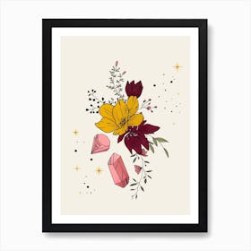 Flowers Crystals And Stars Art Print