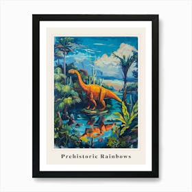 Dinosaur In A Paradise Landscape Painting 2 Poster Art Print