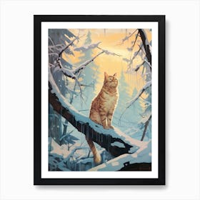 Winter Bobcat 2 Illustration Art Print