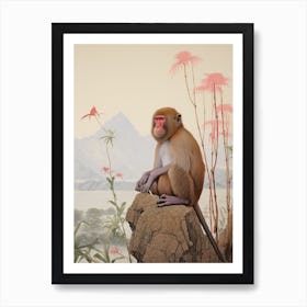 Macaque 3 Tropical Animal Portrait Poster