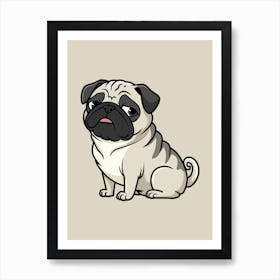 Pug Dog Illustration Art Print