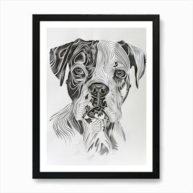 Dog Black & White Line Sketch 1 Art Print