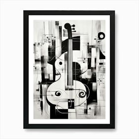 Music Abstract Black And White 3 Art Print