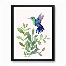 Hummingbird Watercolor Painting Art Print