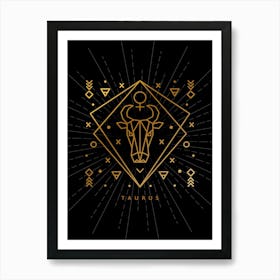 Taurus Zodiac Sign — Zodiac geometric Art Print