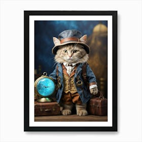 Steampunk Cat 5 Art Print