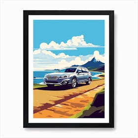 A Subaru Outback In Causeway Coastal Route Illustration 1 Art Print