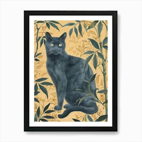 Russian Blue Cat Japanese Illustration 4 Art Print