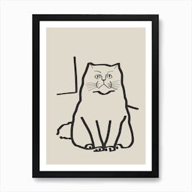 Line Art Cat Drawing 7 Art Print