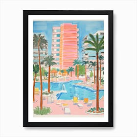 The Fontainebleau Miami Beach   Miami Beach, Florida   Resort Storybook Illustration 2 Art Print