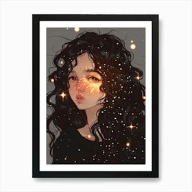 Girl With Stars In Her Hair Art Print