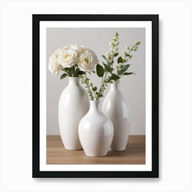 Three White Vases Art Print