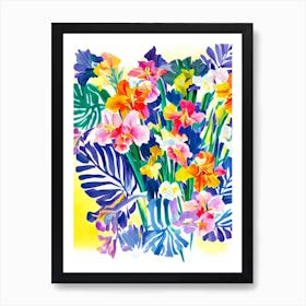 Gladioli Modern Colourful Flower Art Print