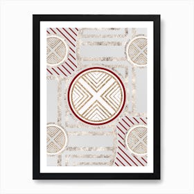 Geometric Abstract Glyph in Festive Gold Silver and Red n.0034 Art Print