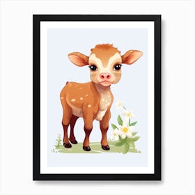 Baby Animal Illustration  Cow 2 Art Print