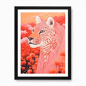 Cheetah In The Wild Orange Portrait Art Print
