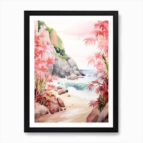 Watercolor Painting Of Pfeiffer Beach, Big Sur California 3 Art Print