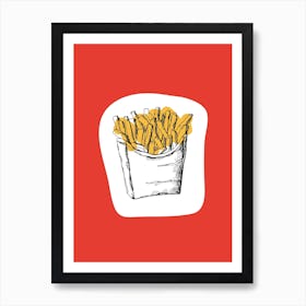 Kitchen Pop Fries Red Art Print