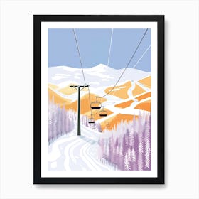 Steamboat Ski Resort   Colorado, Usa, Ski Resort Pastel Colours Illustration 2 Art Print