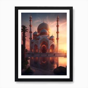 Islamic Mosque At Sunset Art Print