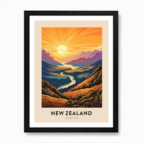 Kepler Track New Zealand 2 Vintage Hiking Travel Poster Art Print