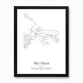 Mo I Rana,Norway Minimalist Map Art Print