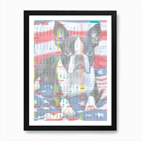 Boston Terrier Calendar 2024-2025 Art Print