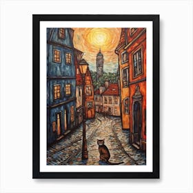 Painting Of Berlin With A Cat In The Style Of Renaissance, Da Vinci 1 Art Print