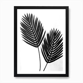 White black palm leaves 1 Art Print