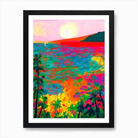 Diamond Beach 2, Bali, Indonesia Hockney Style Art Print