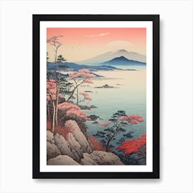 Lake Biwa In Shiga, Ukiyo E Drawing 2 Art Print