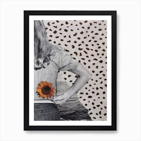 Woman With Sunflower Art Print
