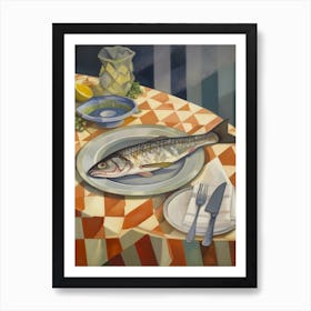 Sea Bass Still Life Painting Art Print