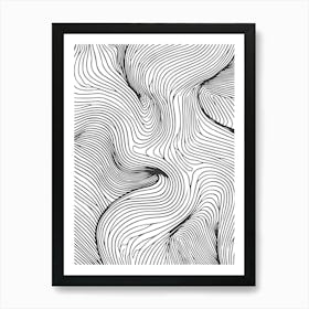 Abstract Wavy Lines Minimalist Line Art Monoline Illustration 1 Art Print