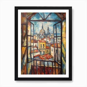 Window View Of Budapest Hungary In The Style Of Cubism 1 Art Print