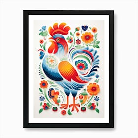 Scandinavian Bird Illustration Rooster 4 Art Print