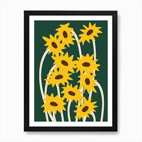 Sunflowers - Green Art Print