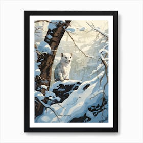 Winter Weasel 1 Illustration Art Print