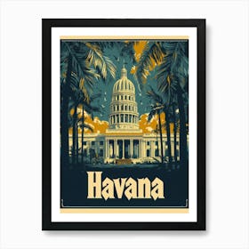 Aihrgdesign A Retro Travel Poster For Havana Art Print