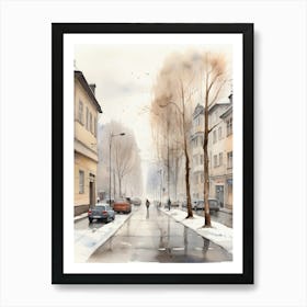 Watercolor Of A City Street Art Print