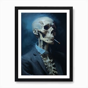 A Painting Of A Skeleton Smoking A Cigarette 4 Art Print